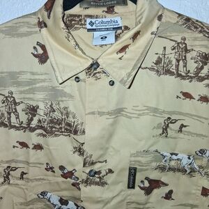 Columbia Short Sleeve Hunting Print Shirt in Beige and Brown